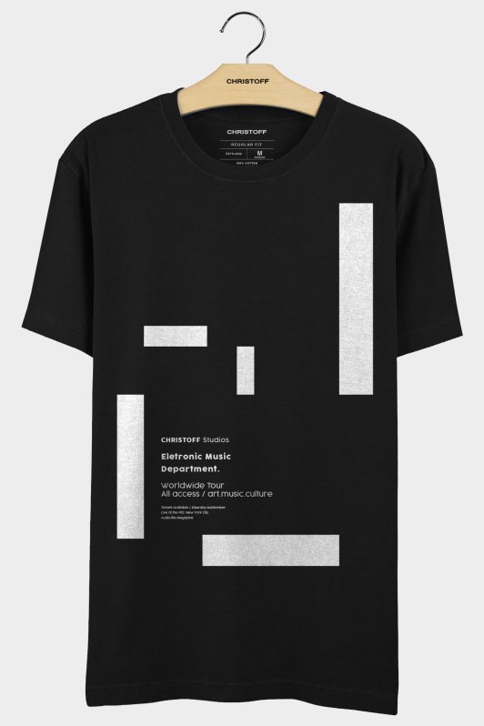 Camiseta Gola Básica - Studio Preta | CHRISTOFF Camiseta Gola Básica - Studio Preta | CHRISTOFF