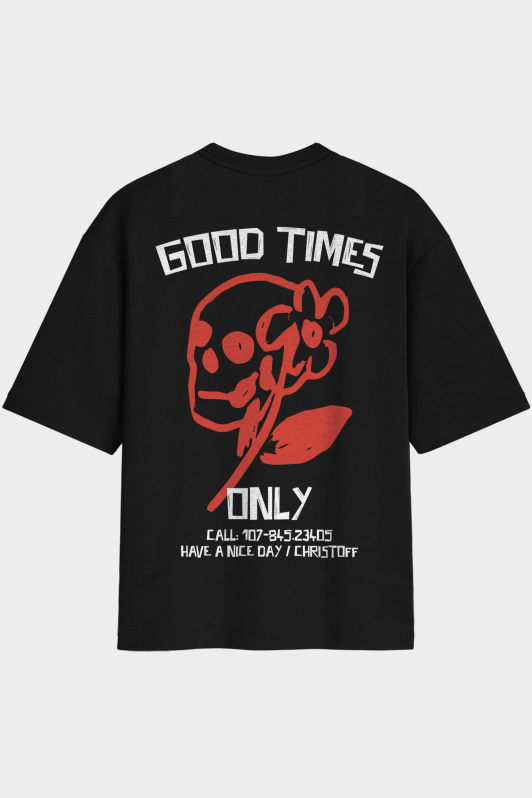 Camiseta Oversized - Godd Times Only Preta | CHRISTOFF
