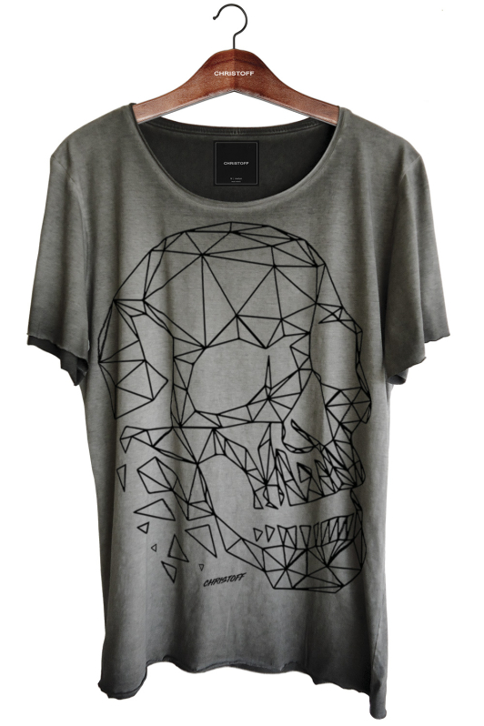 Camiseta Relax - Skull Lines Cinza | CHRISTOFF