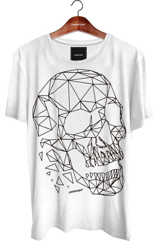 Camiseta Gola Básica - Skull Lines | CHRISTOFF