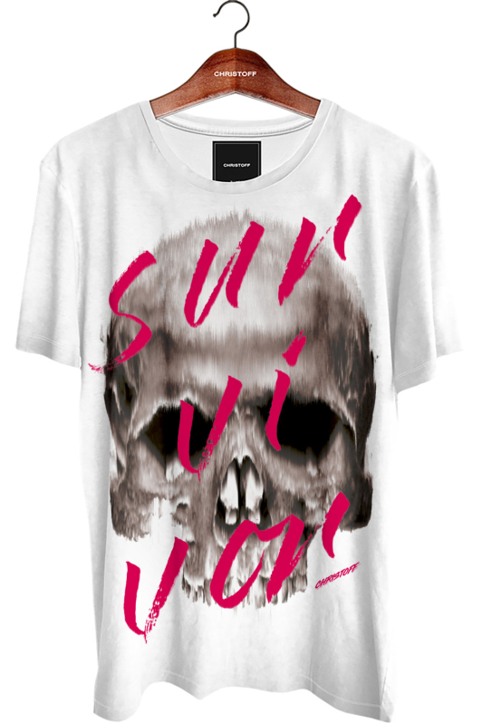 Camiseta Gola Básica - Skull Survivor | CHRISTOFF