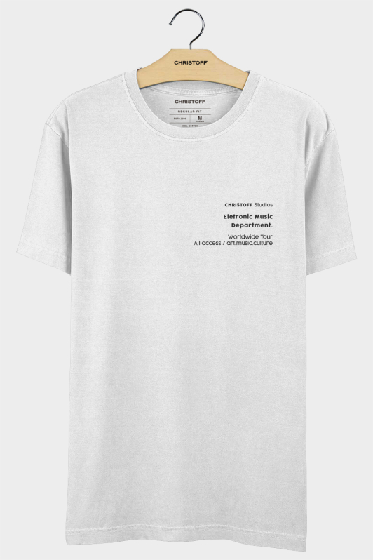 Camiseta Gola Básica - Artist Branca | CHRISTOFF Camiseta Gola Básica - Artist Branca | CHRISTOFF