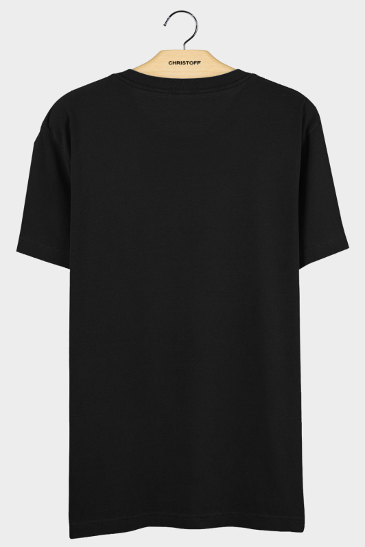 Camiseta Gola Básica - Black / Skull White | CHRISTOFF
