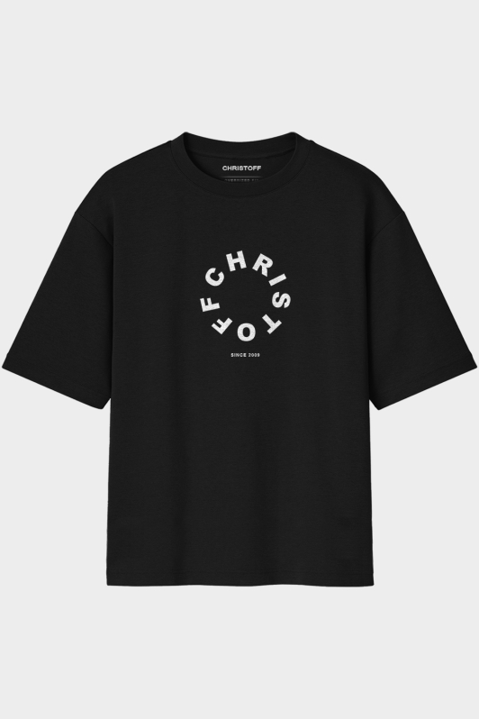 Camiseta Oversized - Circle Logo Preta | CHRISTOFF