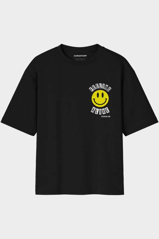 Camiseta Oversized - Feeling Alive Preta | CHRISTOFF Camiseta Oversized - Feeling Alive Preta | CHRISTOFF