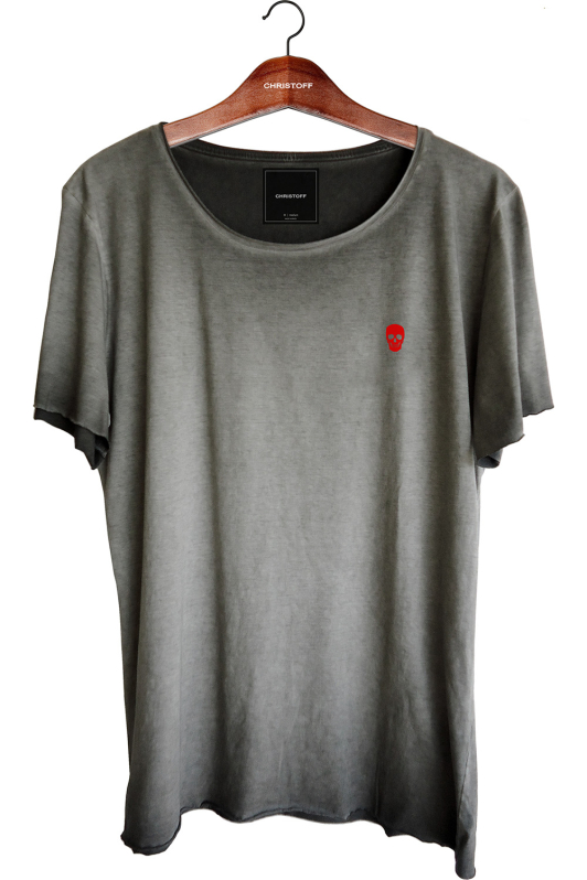 Camiseta Relax - Cinza / Skull Red | CHRISTOFF