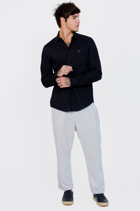 Camisa Linho - Manga Longa Black | CHRISTOFF