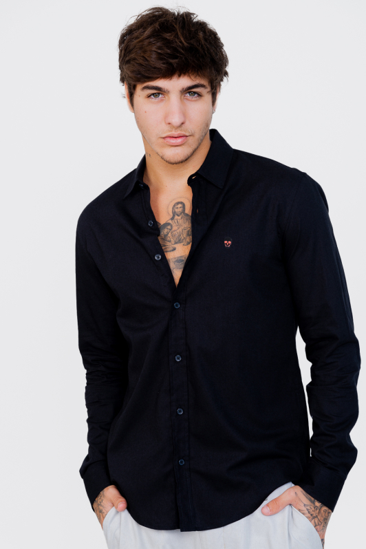 Camisa Linho - Manga Longa Black | CHRISTOFF Camisa Linho - Manga Longa Black | CHRISTOFF