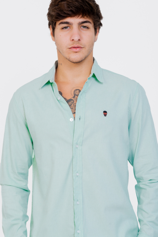 Camisa Linho - Manga Longa Aqua | CHRISTOFF