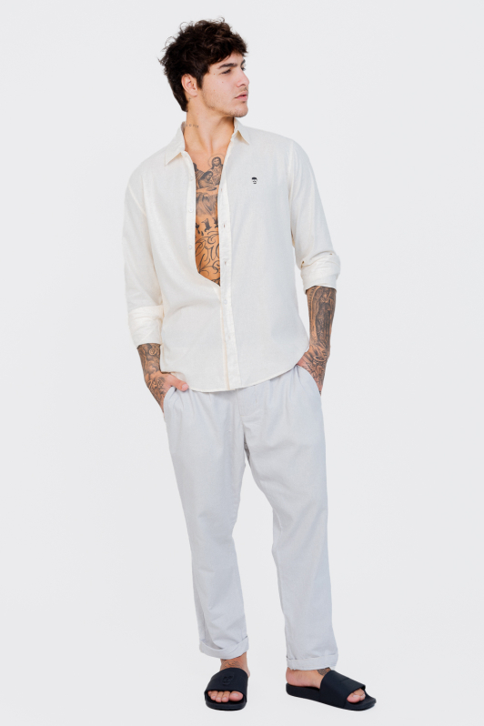 Camisa Linho - Manga Longa Off-White | CHRISTOFF