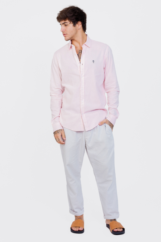 Camisa Linho - Manga Longa Rosa | CHRISTOFF