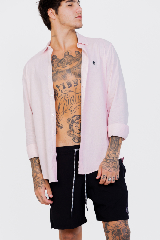 Camisa Linho - Manga Longa Rosa | CHRISTOFF