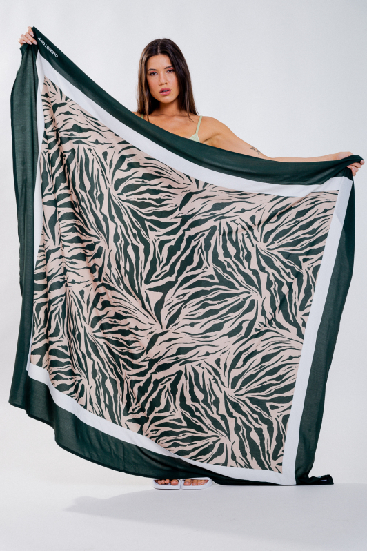 Saída de praia / Canga - Zebra Verde | CHRISTOFF