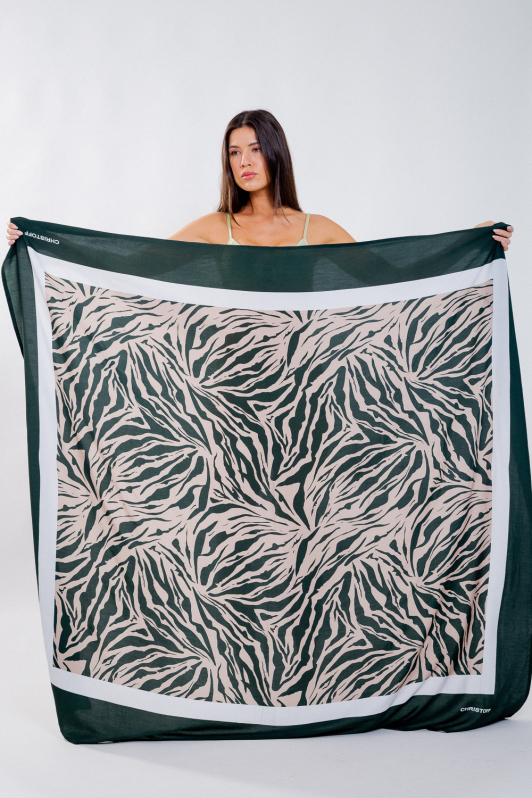 Saída de praia / Canga - Zebra Verde | CHRISTOFF
