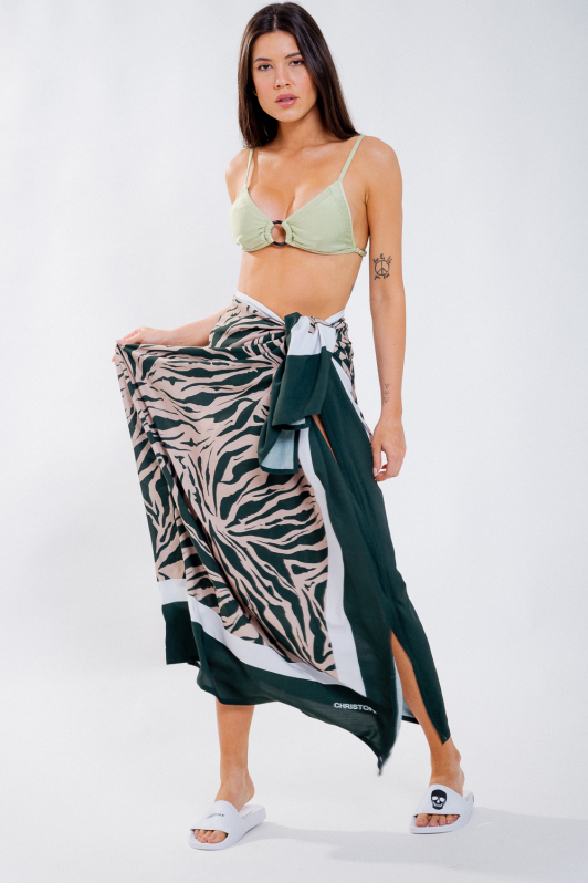 Saída de praia / Canga - Zebra Verde | CHRISTOFF