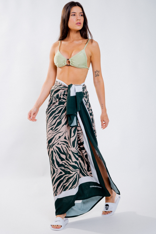 Saída de praia / Canga - Zebra Verde | CHRISTOFF