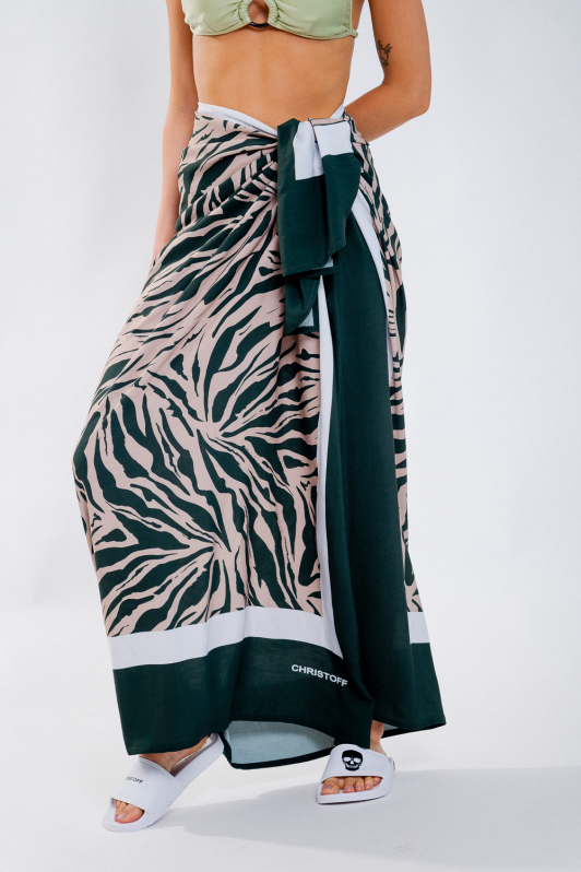 Saída de praia / Canga - Zebra Verde | CHRISTOFF