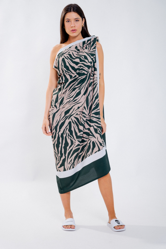 Saída de praia / Canga - Zebra Verde | CHRISTOFF