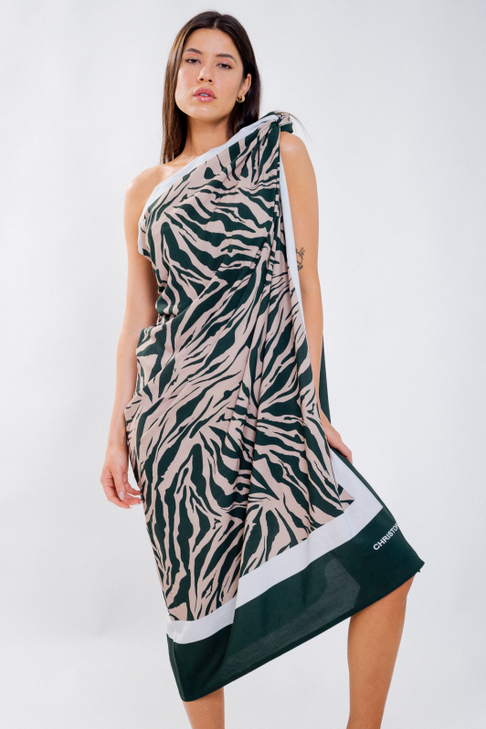 Saída de praia / Canga - Zebra Verde | CHRISTOFF