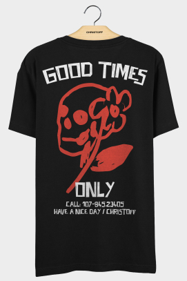 Camiseta Gola Básica - Good Times Only Preta | CHRISTOFF