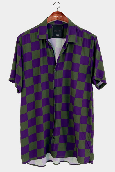 Camisa - Squares Roxo/Verde | CHRISTOFF