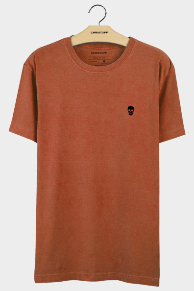 Camiseta Gola Básica - Bronze Skull Black | CHRISTOFF
