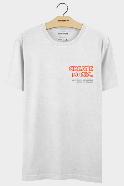 Camiseta Gola Básica - Create Music Branca | CHRISTOFF