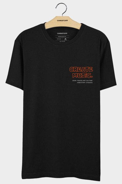 Camiseta Gola Básica - Create Music Preta | CHRISTOFF