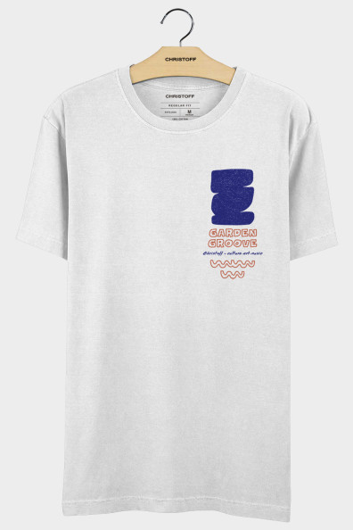 Camiseta Gola Básica - Garden Groove Branca | CHRISTOFF