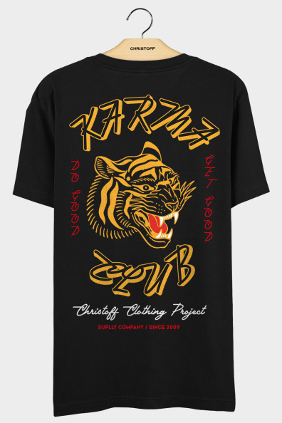 Camiseta Gola Básica - Karma Club Preta | CHRISTOFF
