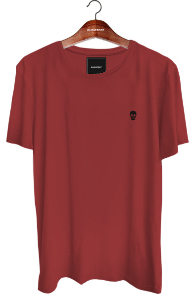 Camiseta Gola Básica - Marsala - Skull Black | CHRISTOFF