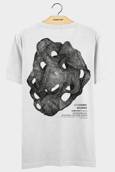 Camiseta Gola Básica - Cosmic Sounds Branca | CHRISTOFF