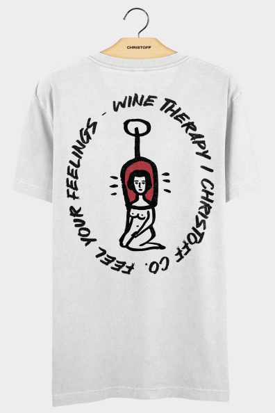 Camiseta Gola Básica - Wine Therapy Branca | CHRISTOFF