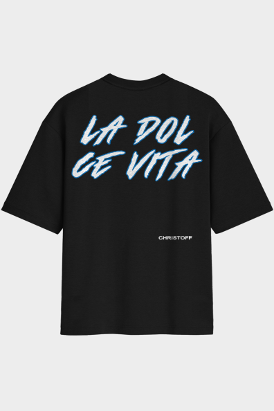 Camiseta Oversized - La Dolce Vita Preta | CHRISTOFF