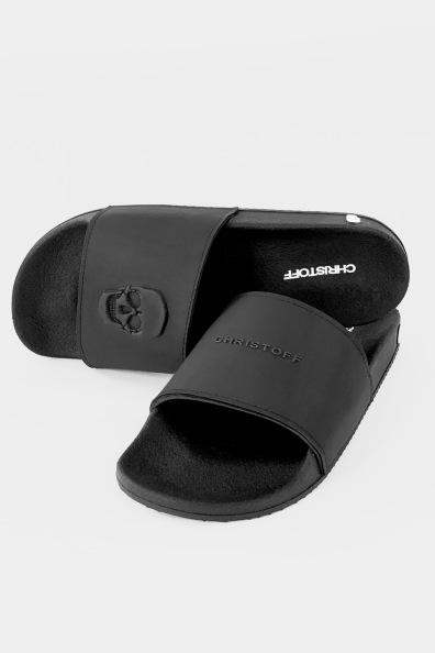 Chinelo Slide Skull - New 3D Black | CHRISTOFF