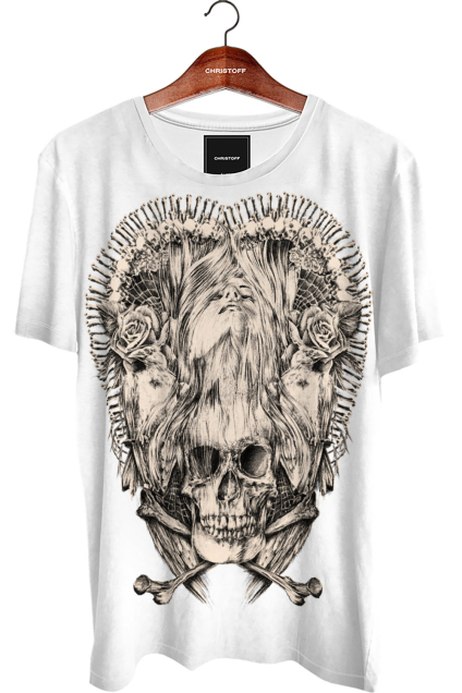 Camiseta Gola Básica - Heart Bones