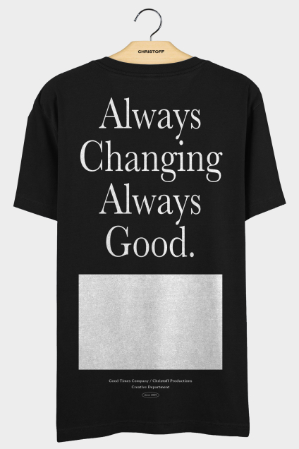 Camiseta Gola Básica - Always Changing Preta | CHRISTOFF