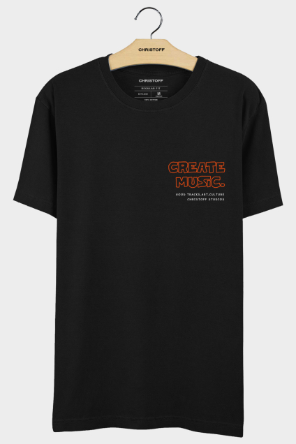 Camiseta Gola Básica - Create Music Preta | CHRISTOFF