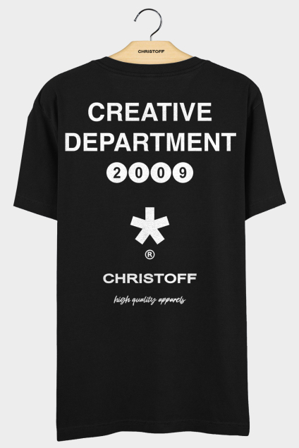 Camiseta Gola Básica - Creative Department Preta | CHRISTOFF