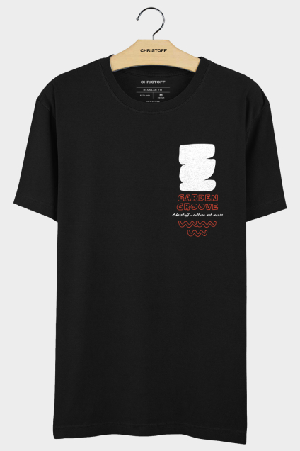 Camiseta Gola Básica - Garden Groove Preta | CHRISTOFF