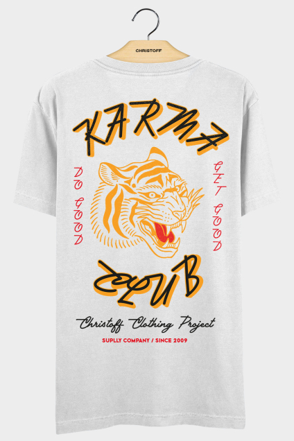 Camiseta Gola Básica - Karma Club Branca | CHRISTOFF