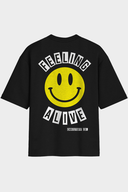 Camiseta Oversized - Feeling Alive Preta | CHRISTOFF