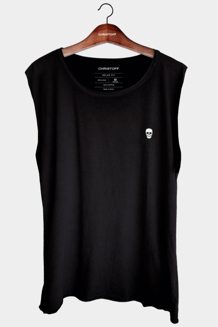 Camiseta Tank Relax - Black / Skull White | CHRISTOFF