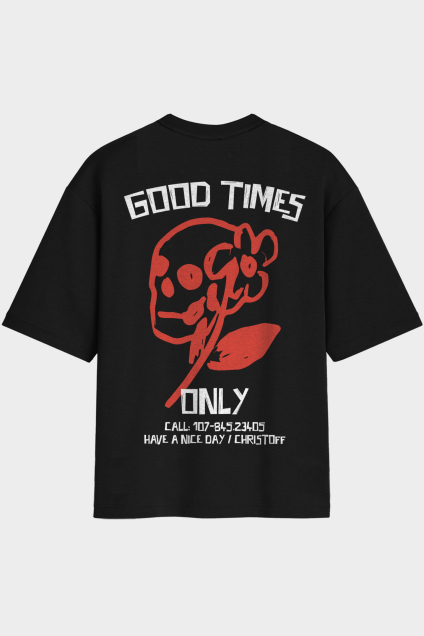 Camiseta Oversized - Godd Times Only Preta | CHRISTOFF