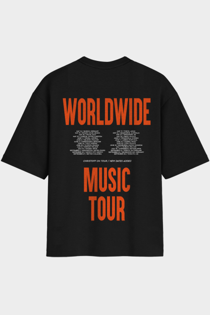 Camiseta Oversized - Worldwide Music Tour Preta | CHRISTOFF