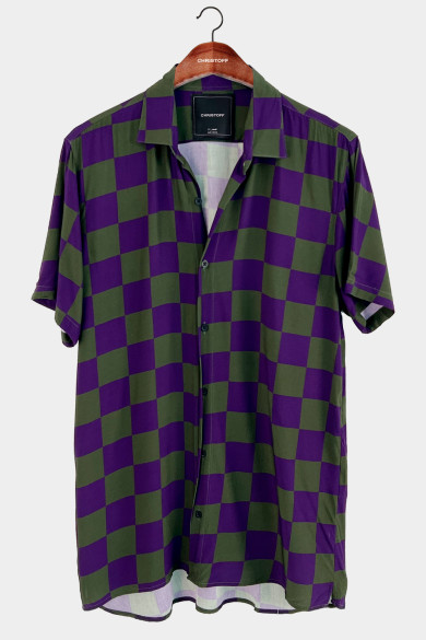 Camisa - Squares Roxo/Verde