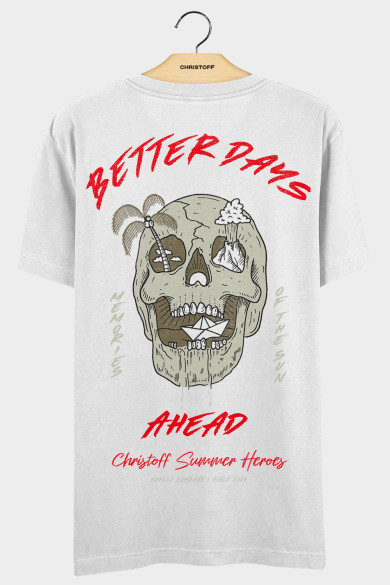 Camiseta Gola Básica - Better Days Ahead Branca