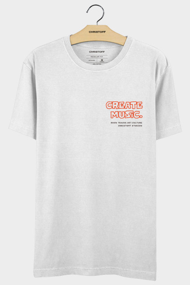 Camiseta Gola Básica - Create Music Branca
