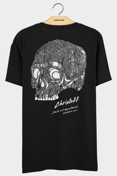 Camiseta Gola Básica - Skull Art Preta