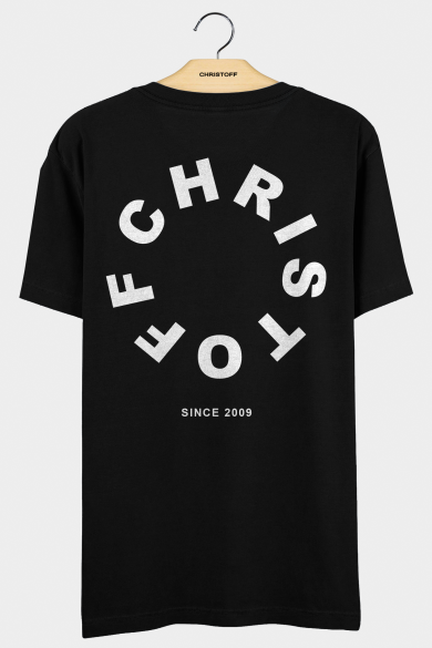 Camiseta Gola Básica - Circle Logo Preta